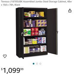 Tennsco J1878SUBK Assembled Jumbo Steel Storage Cabinet, 48w x 18d x 78h, Black