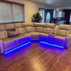 New Beige Power Recliner Couch