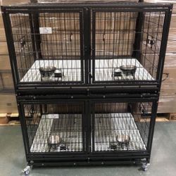 Brand New 43” Dog Kennels 2-Cages With 4-Banks All Have Removable Dividers,Trays, Wheels🐶perfect Fo