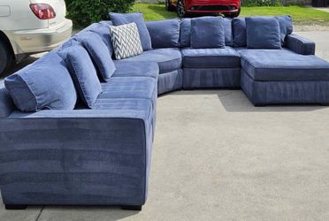 6 Piece Blue Sectional Sofa Set.