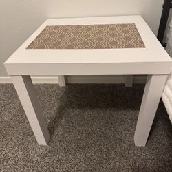 Set of 2 White End Tables – $5  Each (Good Condition)
