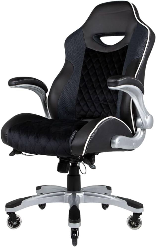 Like new Nouhaus Velour executive black leather velvet gaming computer desk gaming office chair with armrest