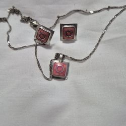 Set de dije y aretes de plata