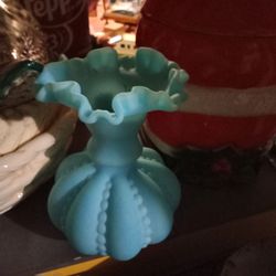Blue Milk Glass Vase