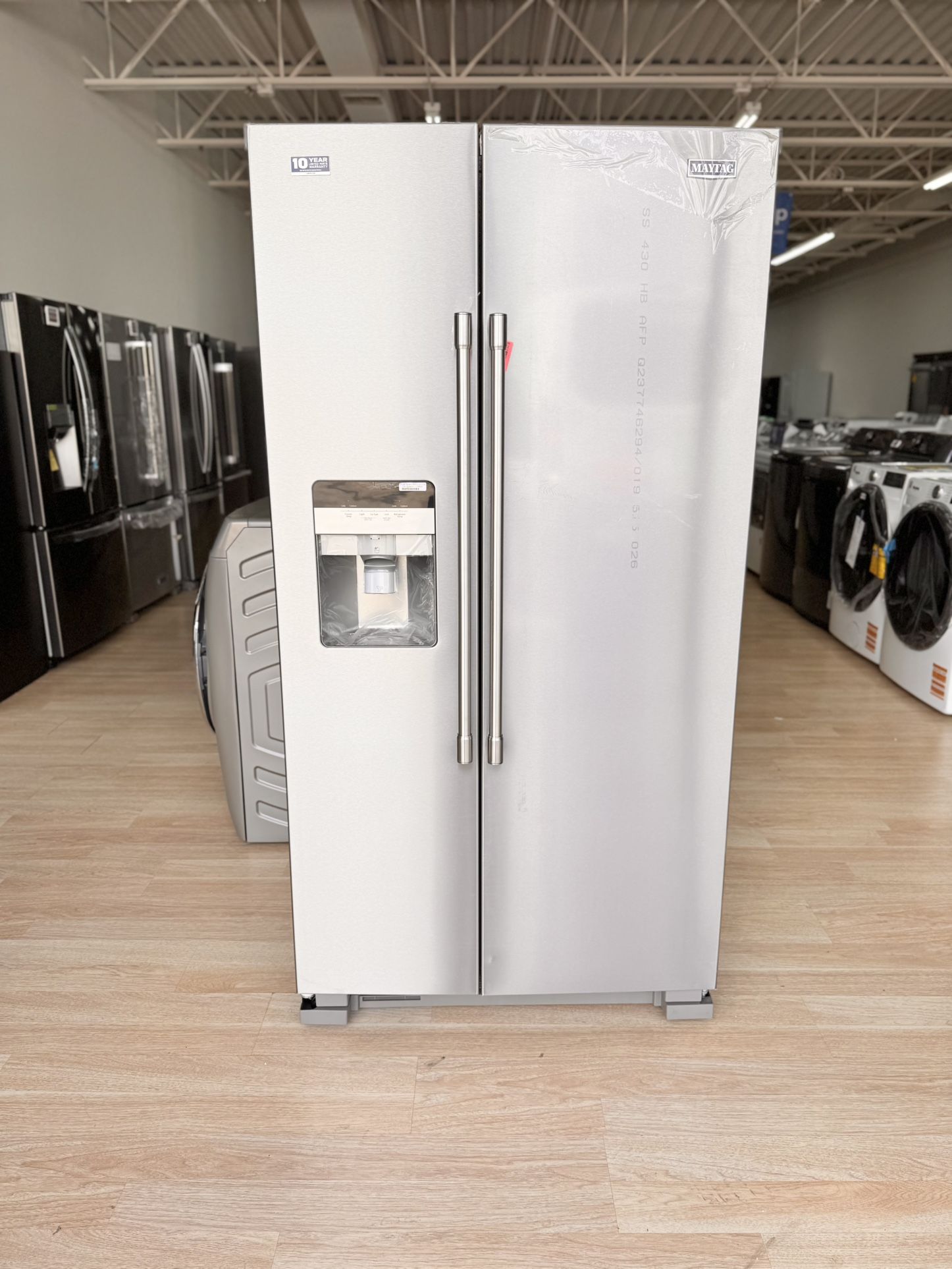New Maytag - 24.5 Cu. Ft. Side-by-Side Refrigerator - Fingerprint Resistant Stainless Steel Model: MSS25C4MGZ