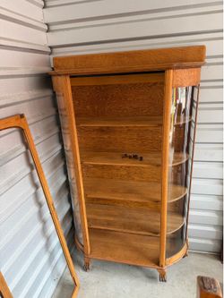 Vintage Curved Glass Curio Cabinet as-is 70” x 40”