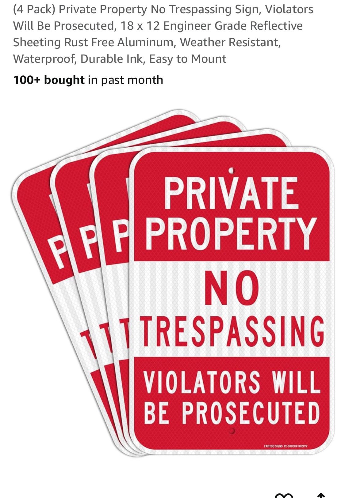 Mailitech New 4 no parking signs 12 X 18