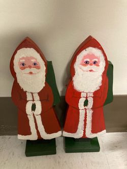 13 inch hand painted wooden Santa’s- 2 count