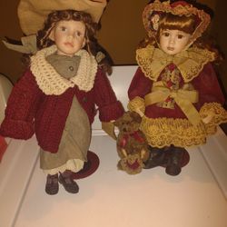 2 Vintage Yesterday's Child Porcelain Dolls One Is Candice The Other One Is Victoria 