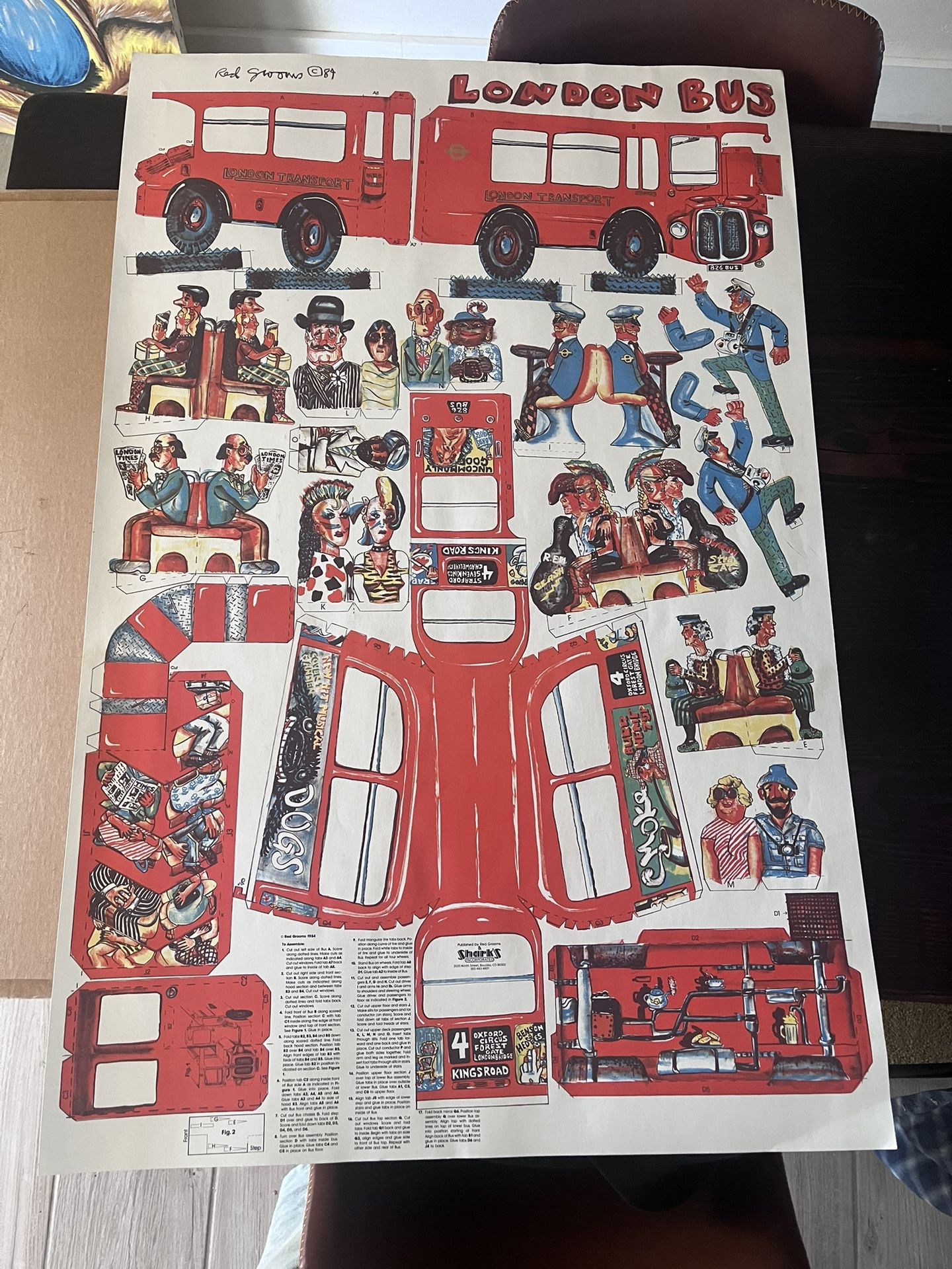 Red Groom London Bus 1984 Rare Art Print