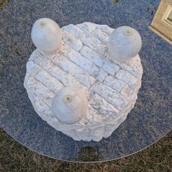 3 Ceramic White Tables With Glass