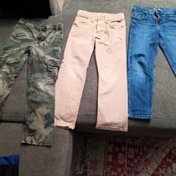 Boys Wrangler Jeans( Tan Pants Size 7, Blue Jeans Size 8 Slim, Camouflage Size 7 Regular)