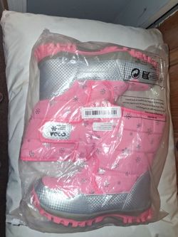 COGA Kids Winter Snow Boots Pink Silver