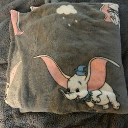 Disney Dumbo Plush Throw Blanket - Soft Grey Fleece