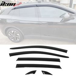 Fits 2021-2025 Volkswagen ID.4 Acrylic Tape-on Black Window Visor Sun Rain Guard 6PCS