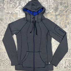 90 Degree by Reflex Jacket Womens Size S Activewear Zip Up Hoodie Navy Striped  