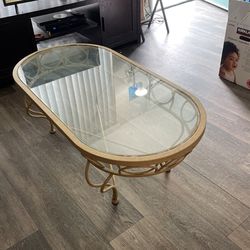 Antique Steel Glass Coffee Table