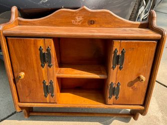 Vintage Farmhouse Pine Wall Hutch Cabinet | Solid Wood | Country Kitchen Decor