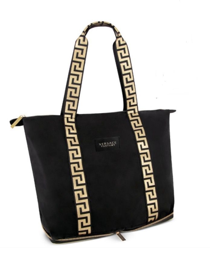 Versace Black Gold Weekender Tote Travel Bag - New With Dustbag