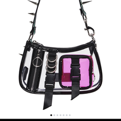 Club Exx Trance Flare Clear Shoulder Bag with spikes🖤