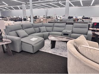 Grey L-shaped electric reclining sectional