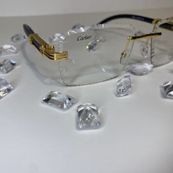 Cartier  Black Wood Temples With Box, Case, Dust Bag & Cloth  