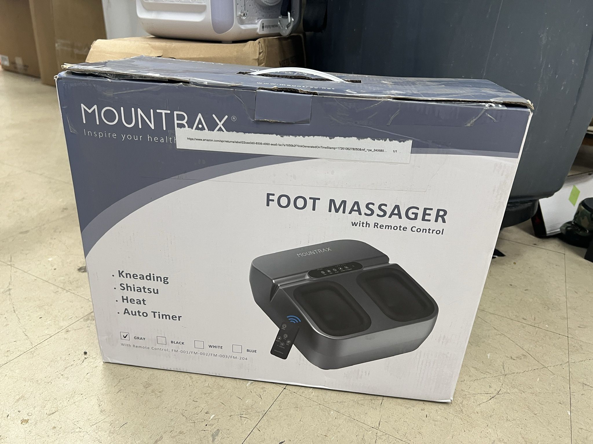 MOUNTRAX Foot Massager Machine w/ Remote & Heat Fits Up to Men Size 12 Black