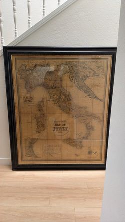 XL Vintage Italy map - framed