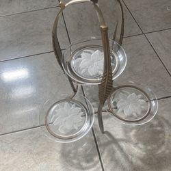 Meta Tray ,glass Plate 4 Divisions