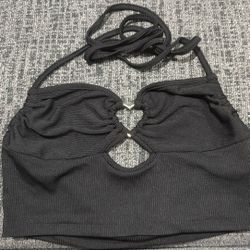 Crop Halter Top With Heart Size Medium