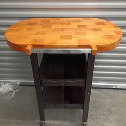 Folding Island Oval Shape Kitchen Cart