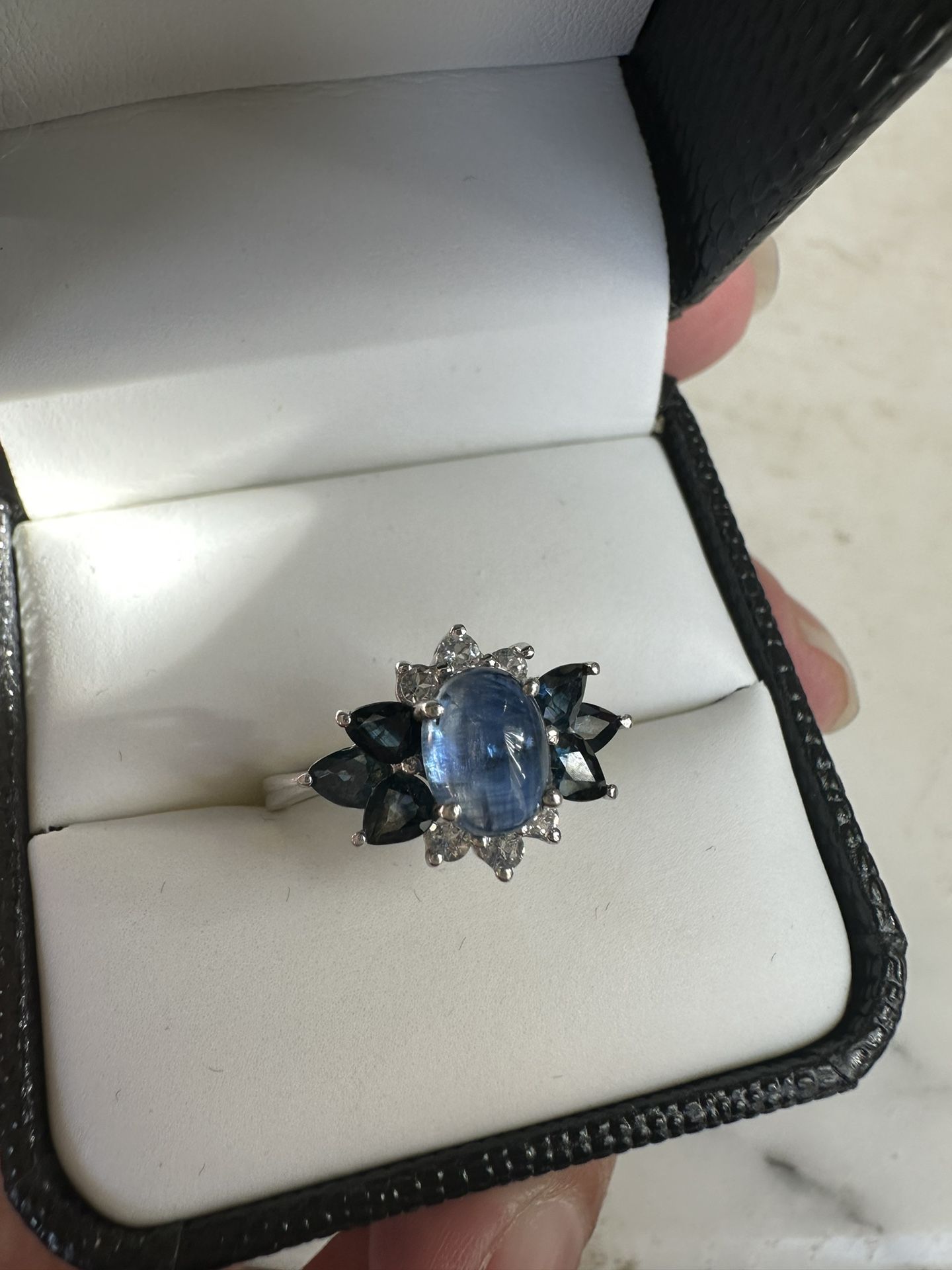 925 Sterling Silver And Iolite Ring - Size 6 , Marked 925 