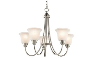 KICHLER Nicholson 21" 5 Light Chandelier with Satin Etched Glass in Brushed Nickel