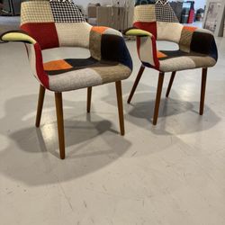 Modern Patchwork Accent Chairs – Mid Century Style