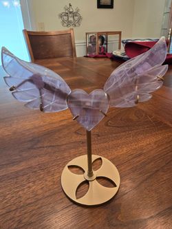 Rainbow florite heart with wings
