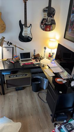 L shape desk glass