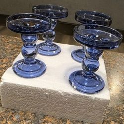 Blue Glass Candle Holder