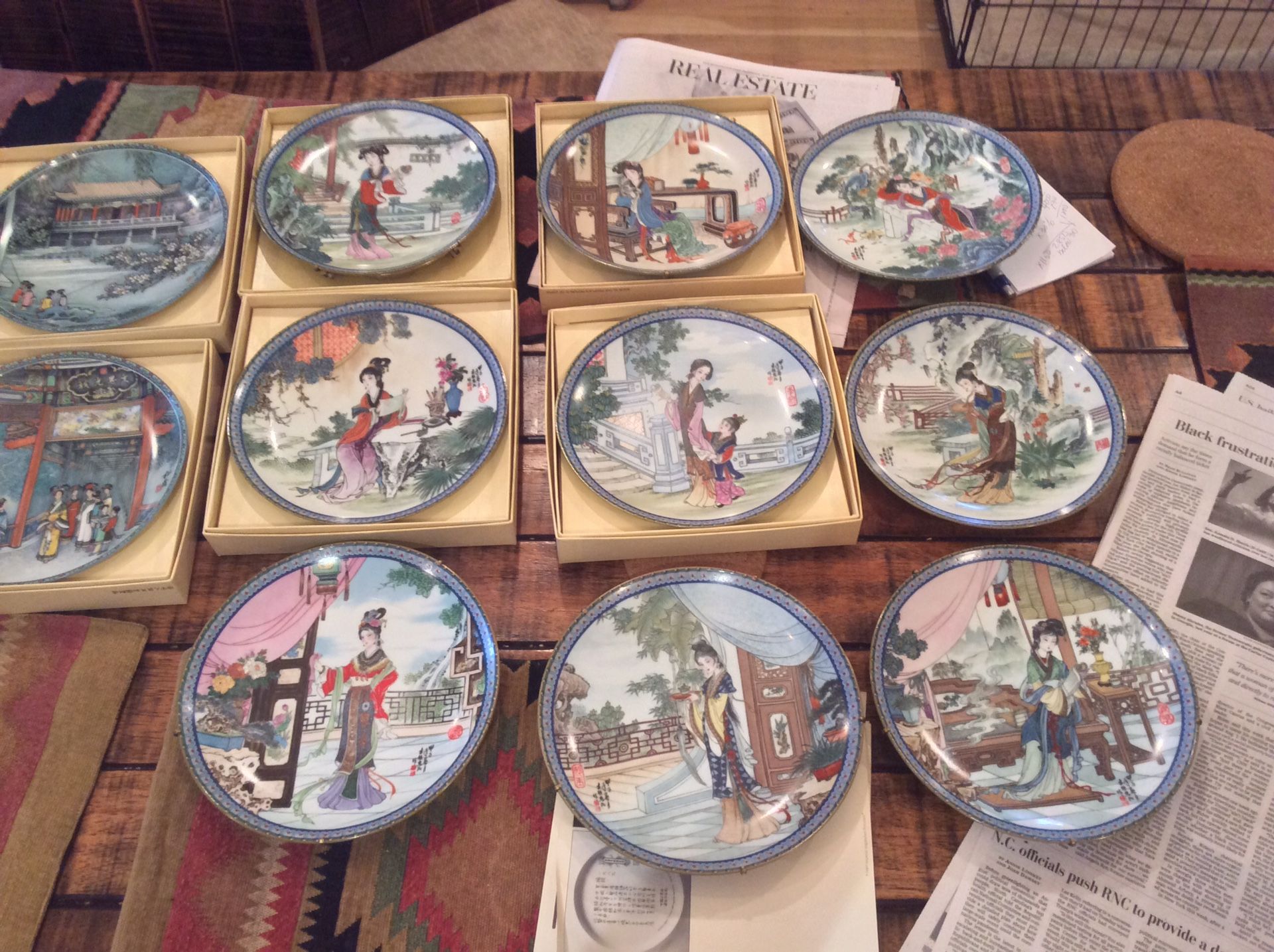 Chinese porcelain collector plates-14 total