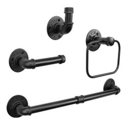 4-Pieces Industrial Pipe Bathroom Set