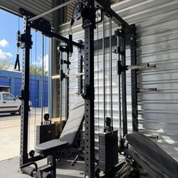 ⭐️Brand New Unassembled, Factory Wrapped Semi-Commercial  Functional Trainer Smith Machine and Bench $2,175