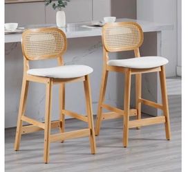 Rattan Back Counter Stools Set of 4