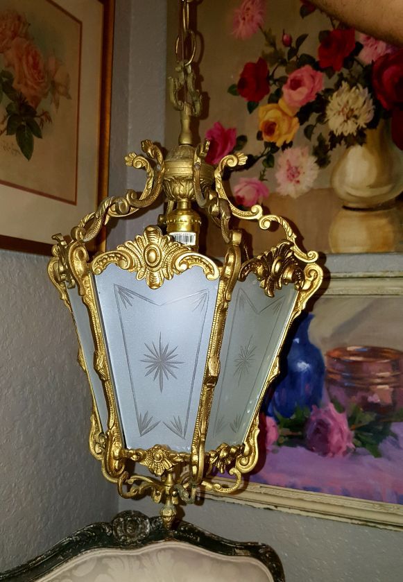 Vintage brass lamp chandelier