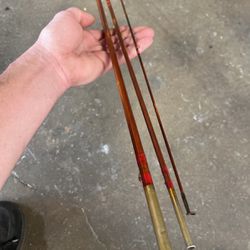 Old 3 Piece Wooden Fishing Rod 