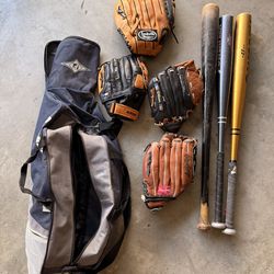 Baseball bats and gloves