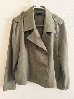 Rafaella Olive Green Double-Breasted Jacket Size M