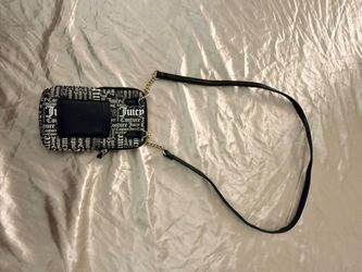Juicy Couture Black White Logo Crossbody Bag Gold Heart Charm