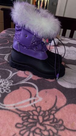 Kids Purple Snow Boots with Faux Fur Trim