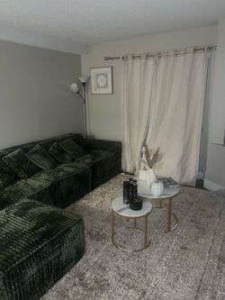Dark Green Velvet Sectional Sofa