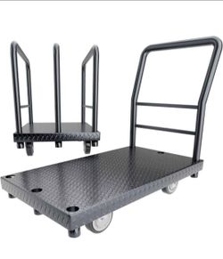38" x 24" 2in1 Panel, Drywall Cart Platform Trucks Lumber Flatbed Push Cart w/ Handrail, Sides