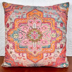 Boho Throw Pillow Case & Pillow Insert 16” x 16” Indoor/Outdoor